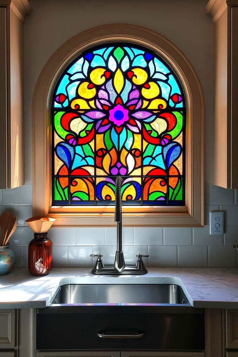 Stained Glass Statement - 24 Kitchen Window Ideas Over Sink