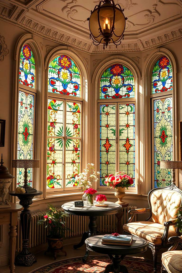 Stained Glass Sunroom Delight - 24 Victorian Sunroom Ideas