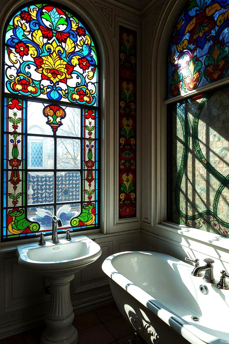 Stained Glass Windows for Added Artistry - 24 Victorian Bathroom Ideas