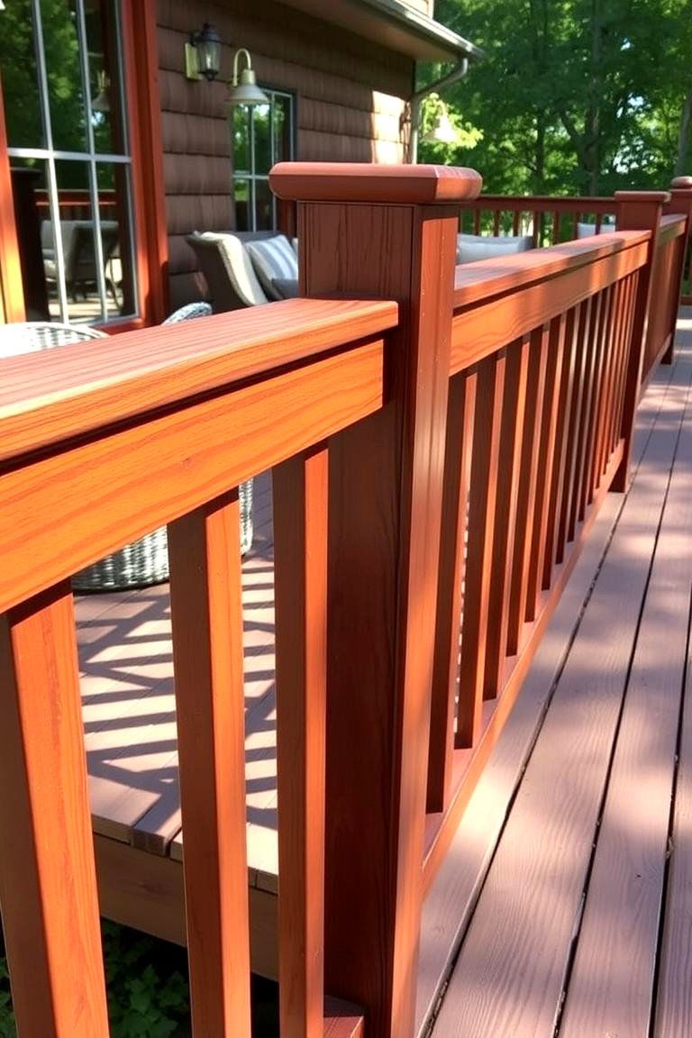 Stained Wood Railing - 24 Wood Deck Railing Ideas