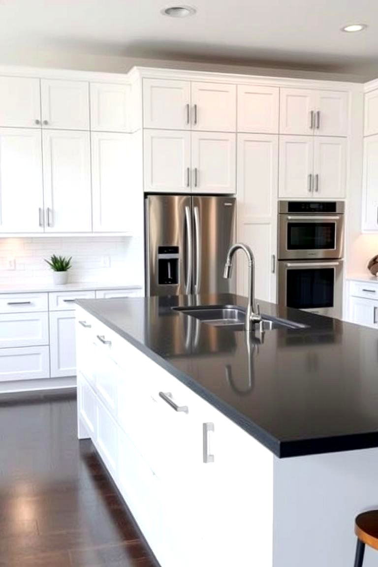 Stainless Steel Appliance Harmony - 24 white kitchen ideas with black island