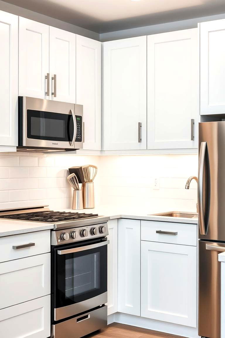 Stainless Steel Appliances as a Neutral Bridge - 24 Grey and White Kitchen Designs