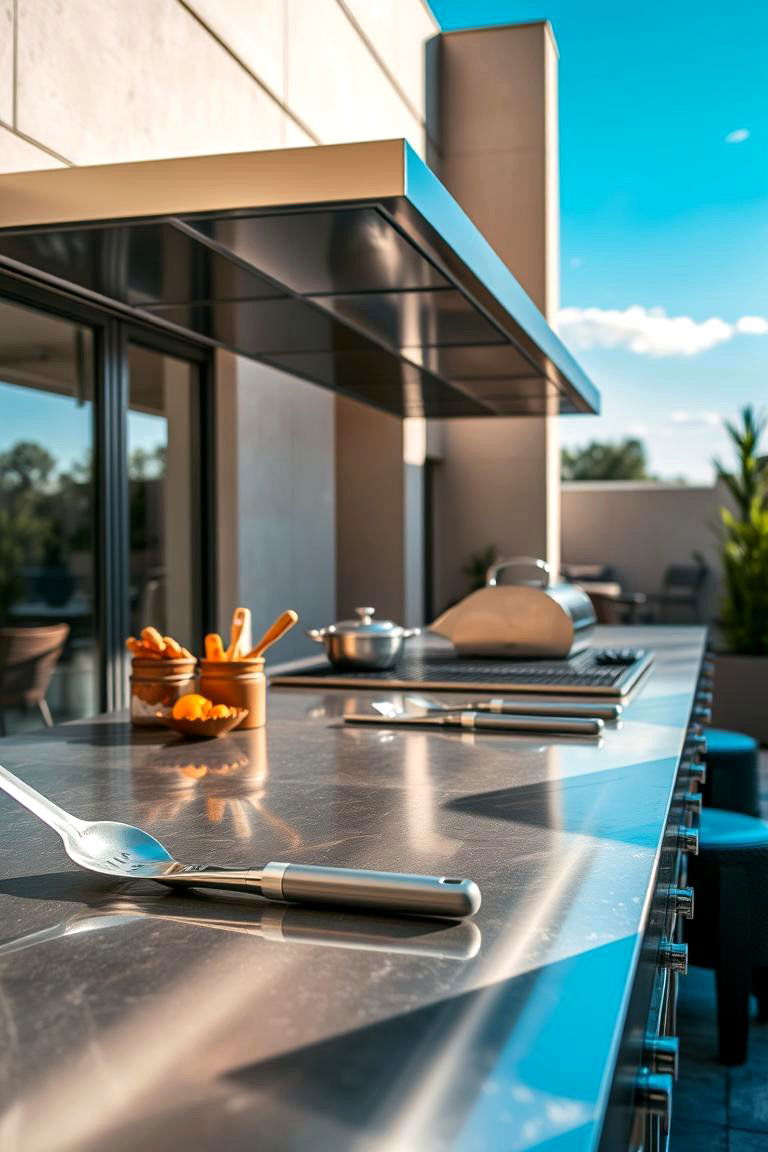 Stainless Steel Countertops - 24 Types of Outdoor Kitchen Countertops