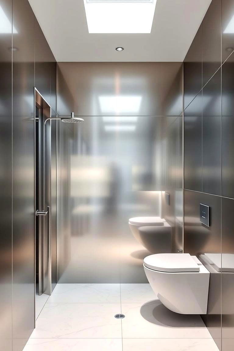 Stainless Steel Panels for a Sleek Modern Look - 24 Bathroom Wall Paneling Ideas