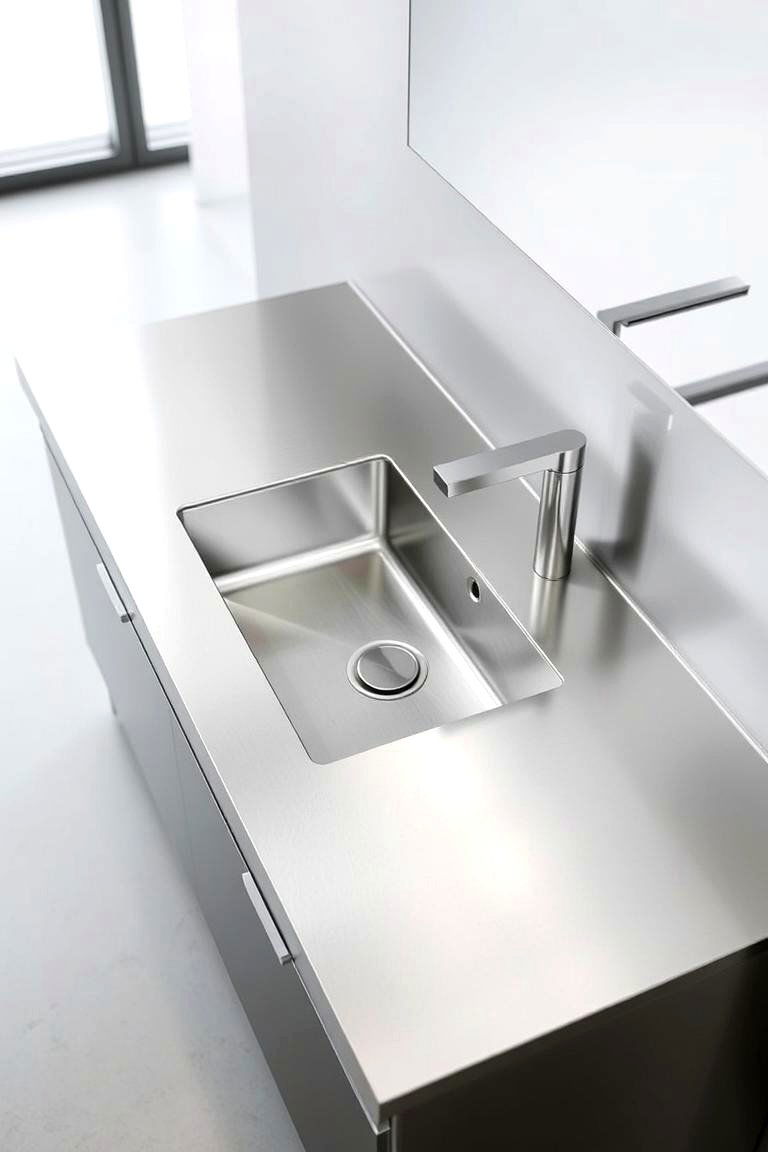 Stainless Steel Shine - 24 Bathroom Countertop Ideas