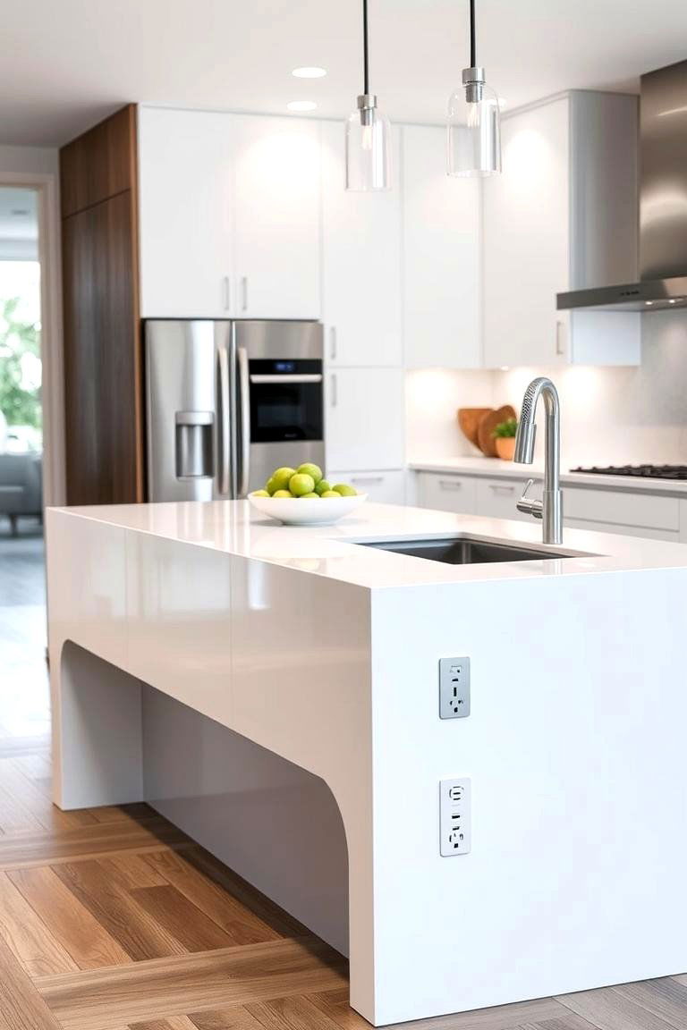 Stainless Steel Streamline - 24 Waterfall Kitchen Island Ideas