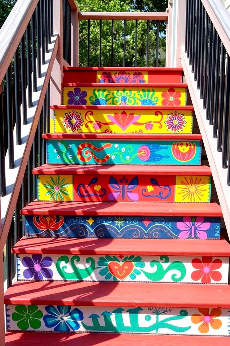 Stair Riser Art - 24 Deck Steps Ideas
