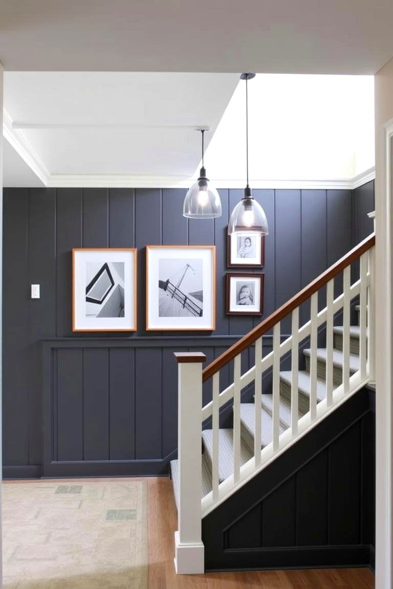 Staircase Accent Wall - 24 Wood Trim Accent Wall Ideas