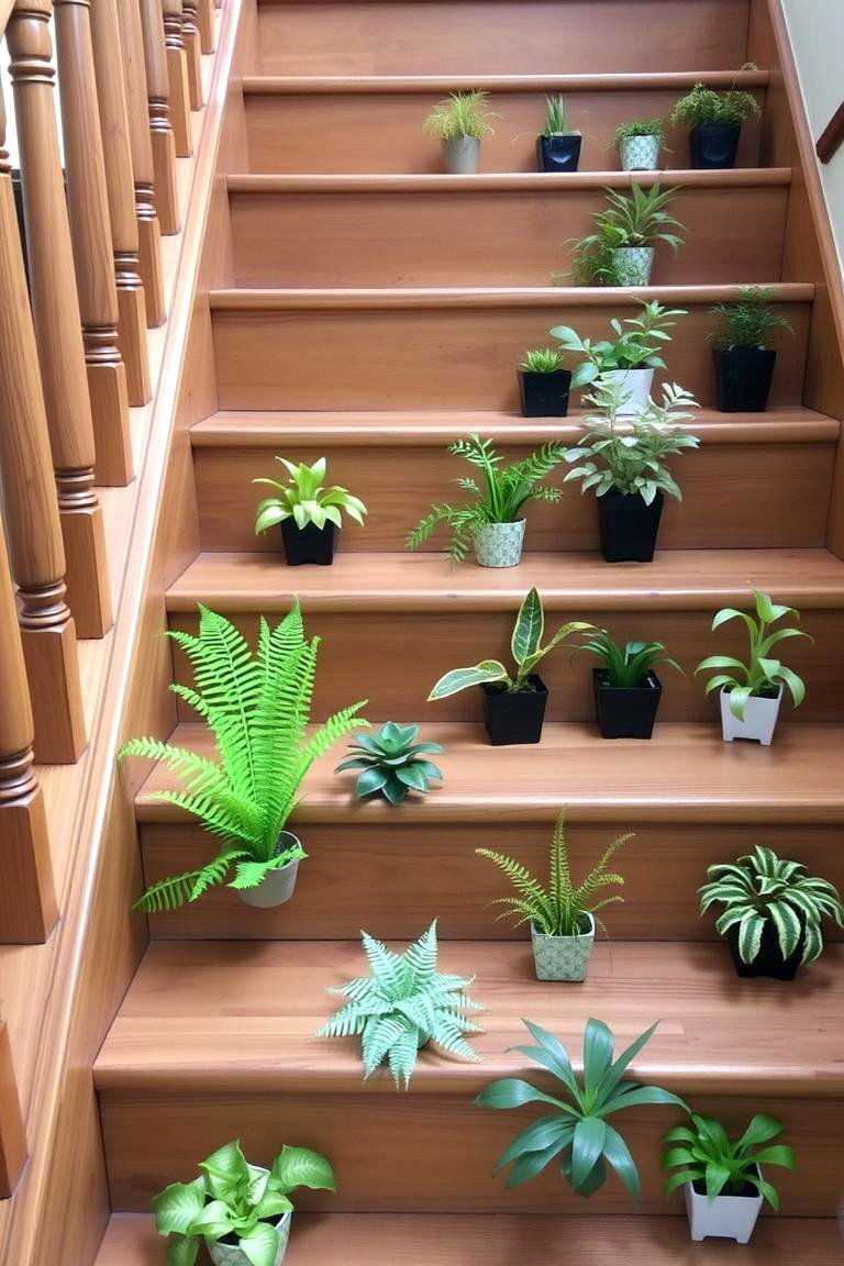 Staircase Plant Cascade - 24 Potted Plant Arrangement Ideas