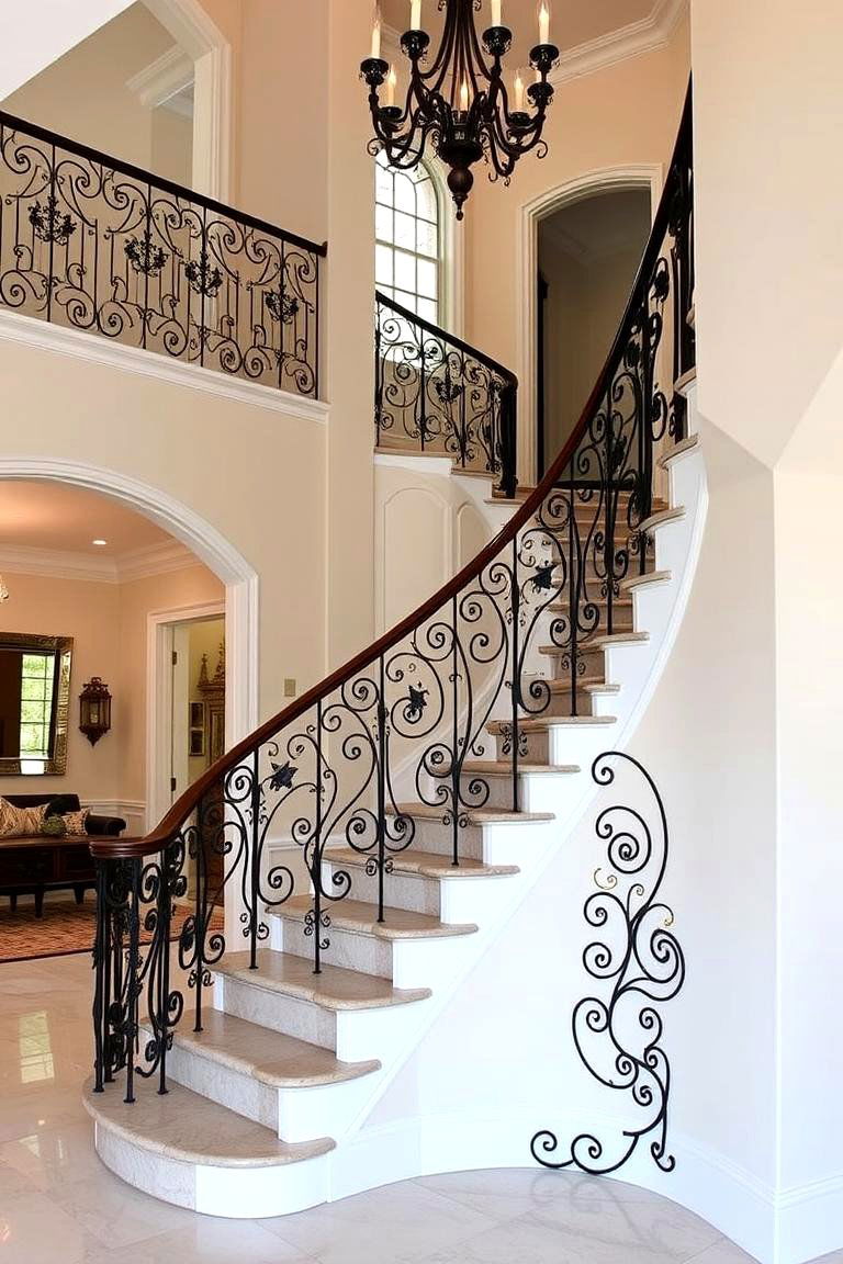 Staircase with Artistic Balustrade - 24 Open Staircase Ideas