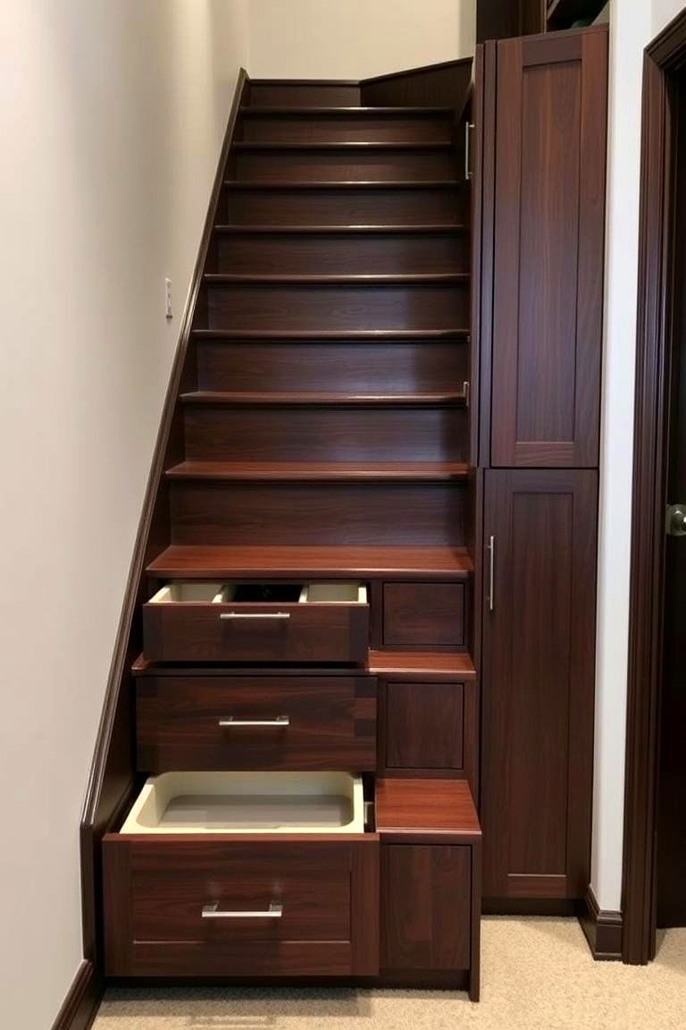 Staircase with Built in Storage - 24 Basement Stair Ideas