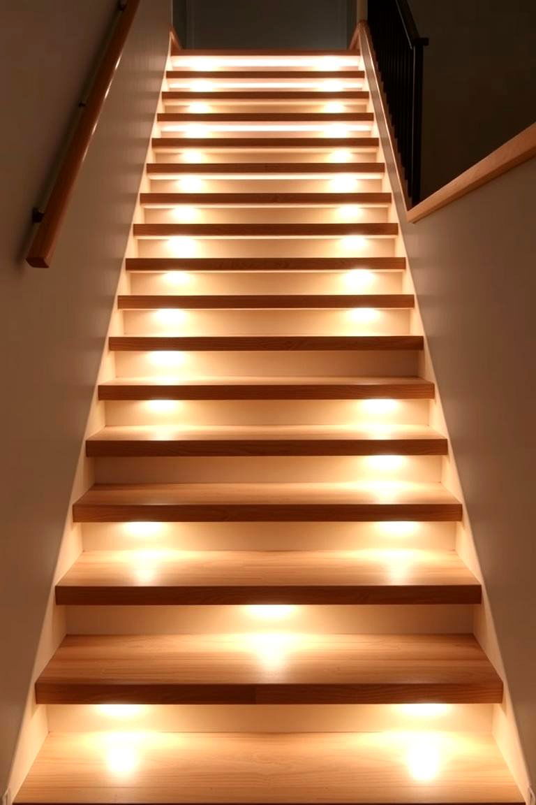 Staircase with Illuminated Treads - 24 Open Staircase Ideas
