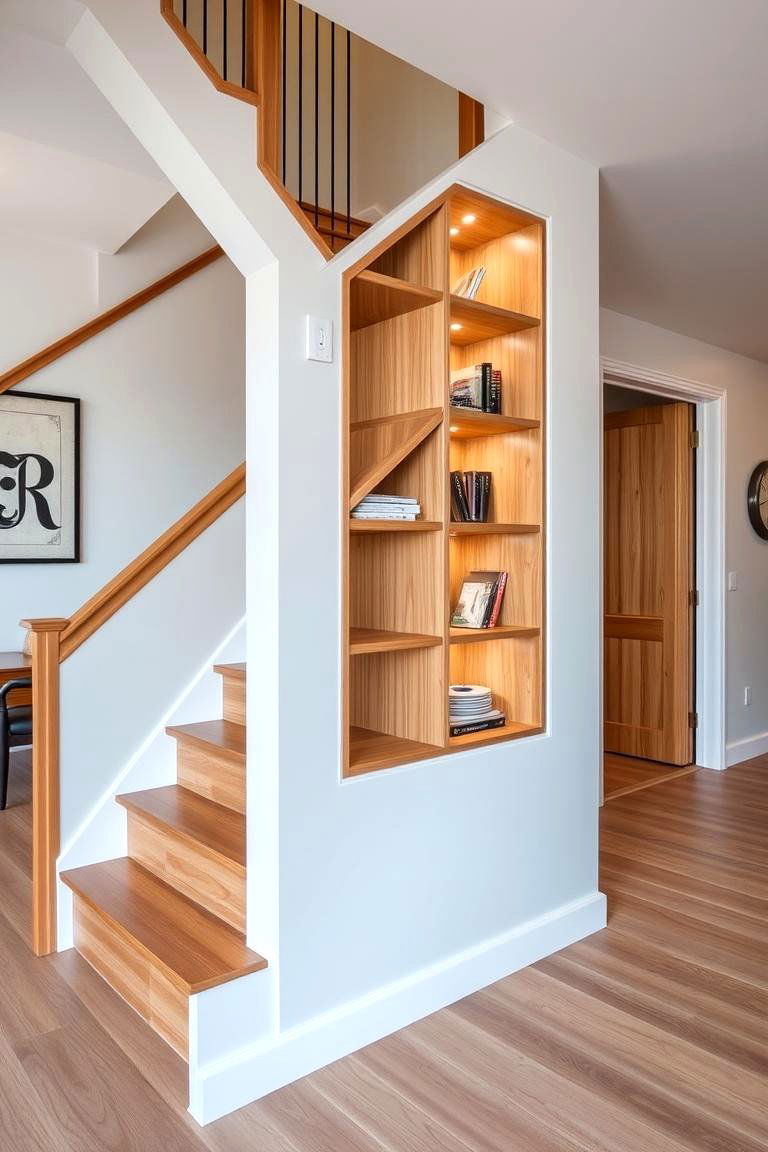 Staircase with Integrated Shelving - 24 Open Staircase Ideas