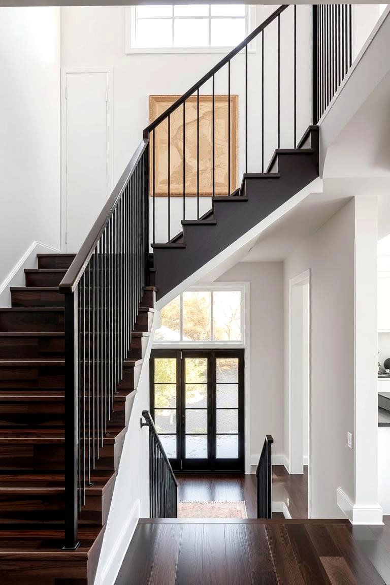 Staircase with Mixed Materials Wood and Metal - 24 Open Staircase Ideas