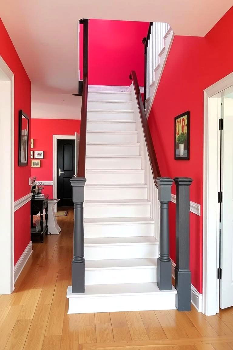 Staircase with Painted Treads and Stringers - 24 Open Staircase Ideas