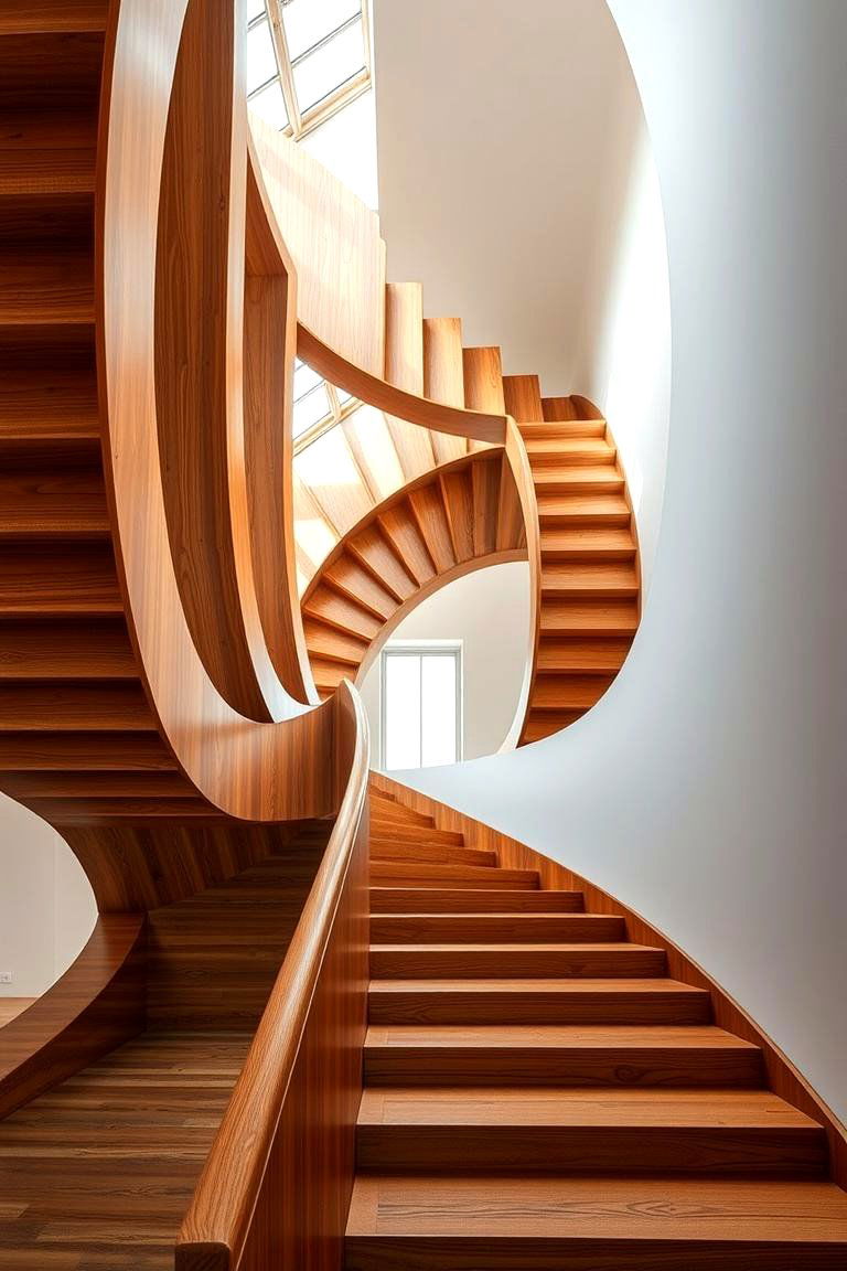 Staircase with a Combination of Straight and Curved Sections - 24 Open Staircase Ideas
