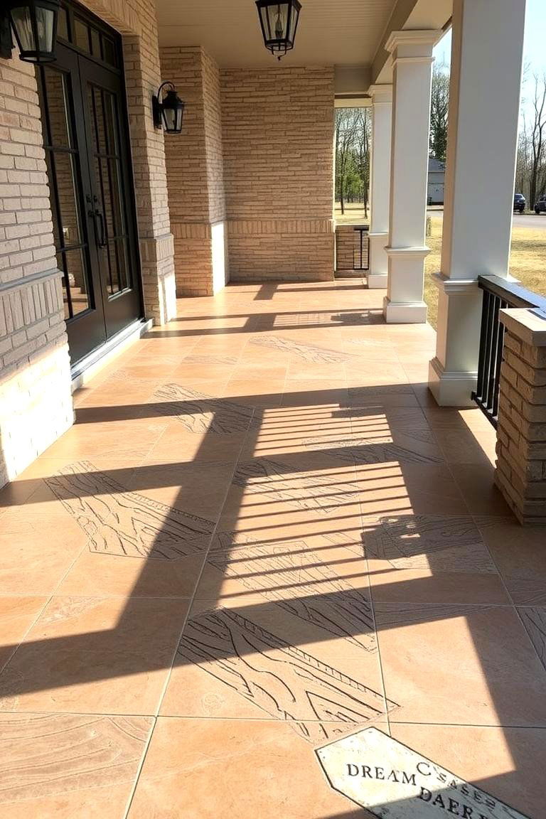 Stamped Concrete Accents - 24 Concrete Porch Ideas