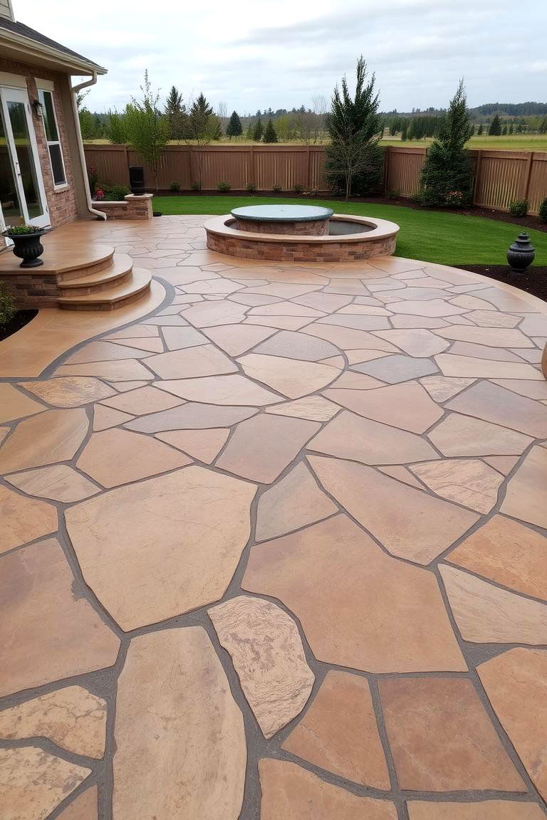 Stamped Concrete Patio Spaces - 24 Concrete Garden Ideas