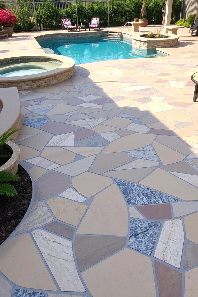 Stamped Concrete Patterns - 24 Concrete Pool Deck Ideas