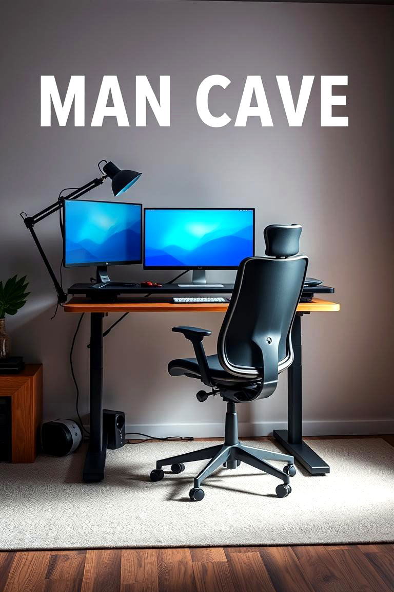 Standing Desk Setup for Health and Focus - 24 Man Cave Office Ideas