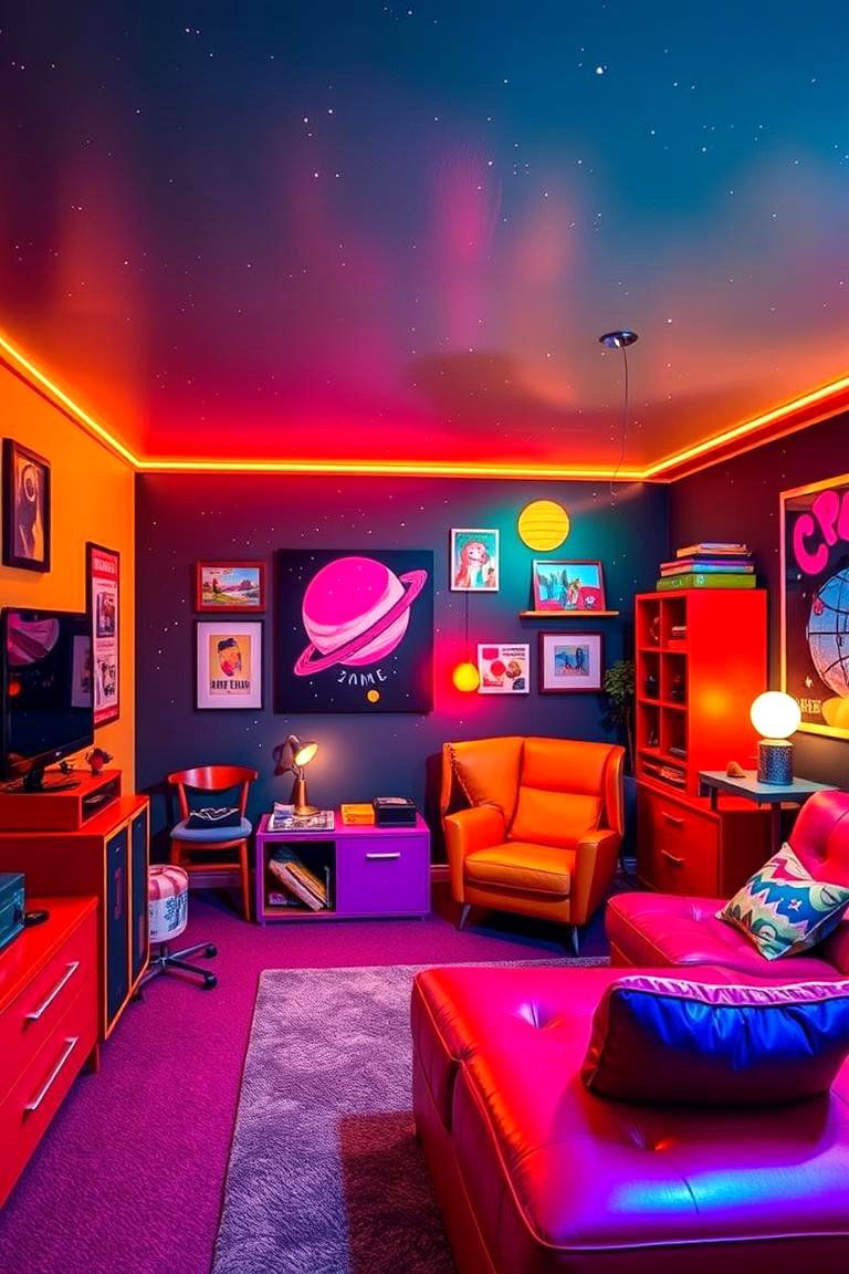 Star Lords Retro Galactic Room - 24 Marvel Bedroom Ideas