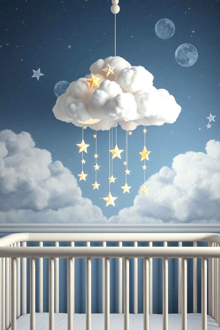 Starry Cloud Mobile Adventure - 24 Cloud Themed Nursery Ideas