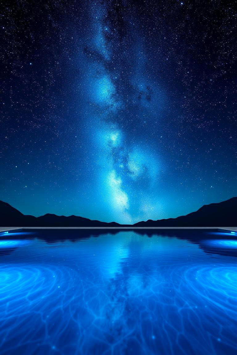 Starry Night Over Water Pool Mural - 24 Pool Murals