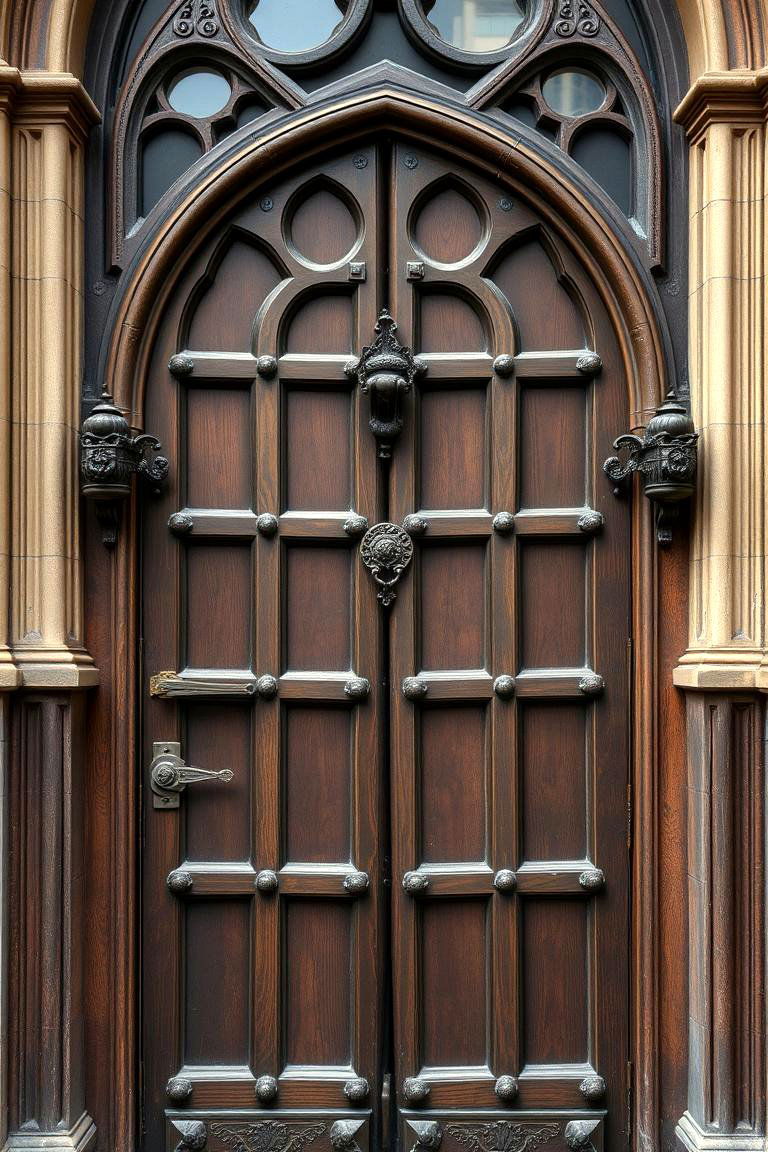 Stately Gothic Door with Antique Hardware - 24 Gothic Front Door Ideas