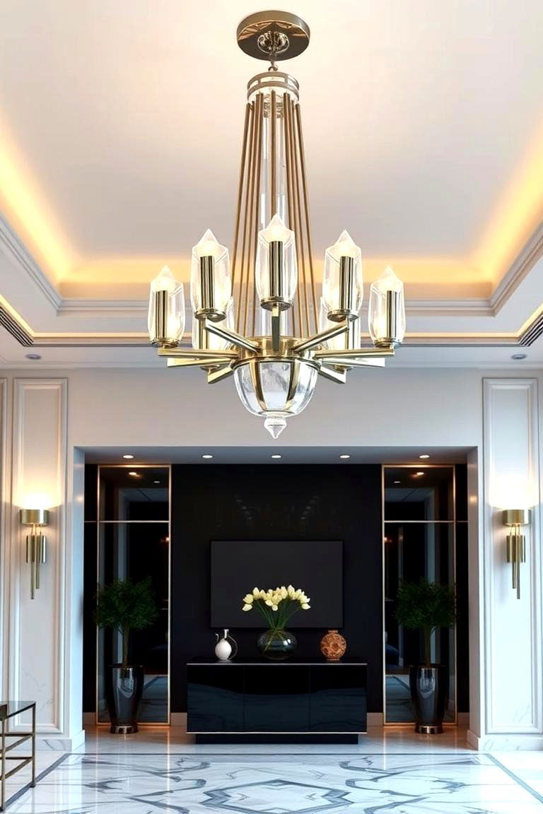 Statement Art Deco Lighting Fixtures - 24 Art Deco Living Room Ideas