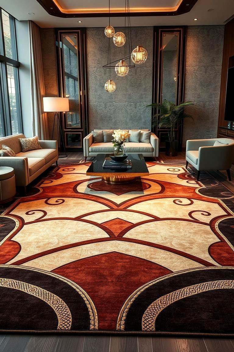 Statement Art Deco Rugs - 24 Art Deco Dining Room Ideas