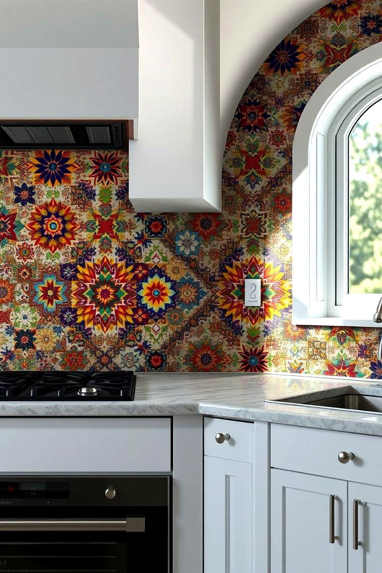 Statement Backsplash Art - 24 Maximalist Kitchen Decor Ideas