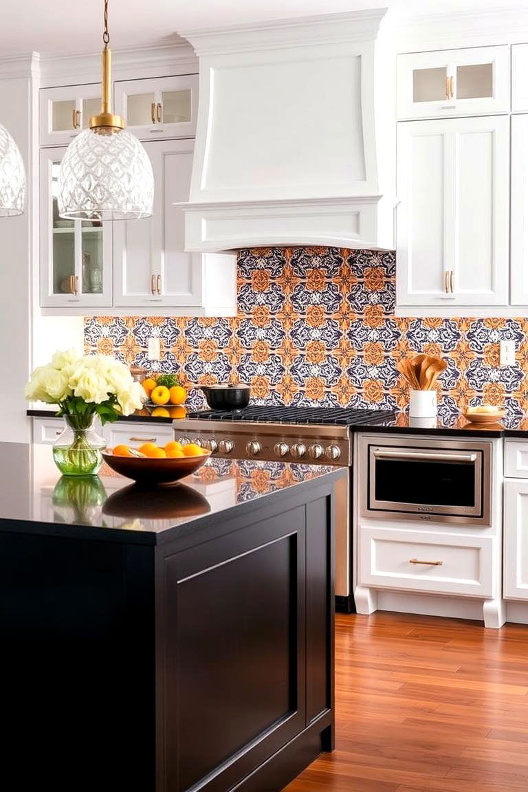 Statement Backsplash Focal Point - 24 white kitchen ideas with black island
