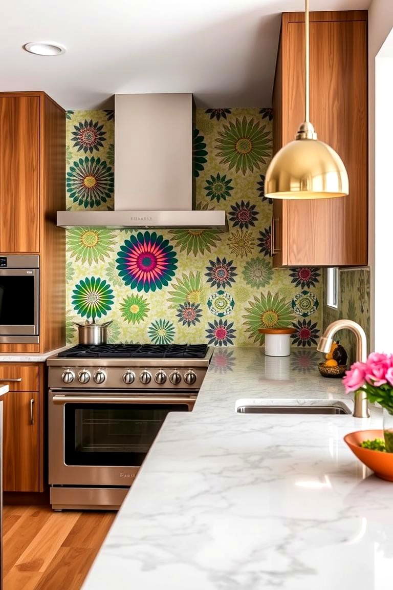 Statement Backsplash as a Focal Point - 24 Kitchens Without Upper Cabinets