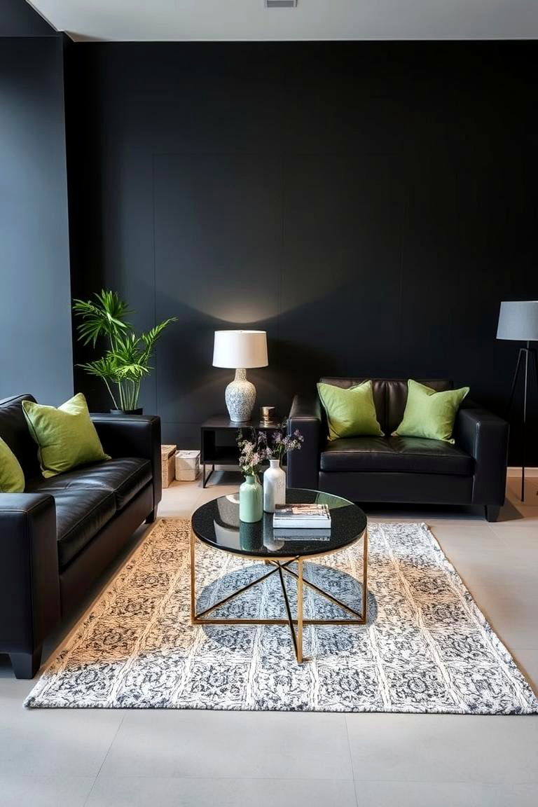 Statement Black Furniture with Green Accents - 24 Black and Green Bedroom Design Ideas