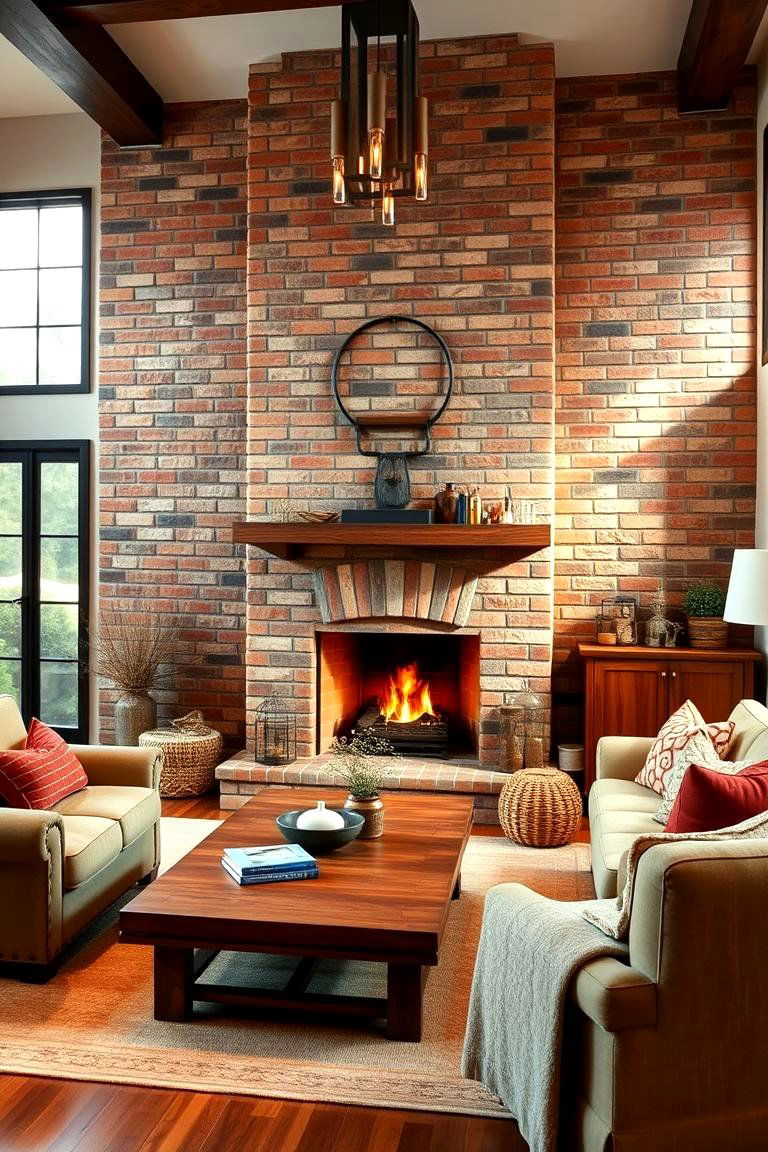Statement Brick Wall Fireplace - 24 Fireplace Wall Ideas