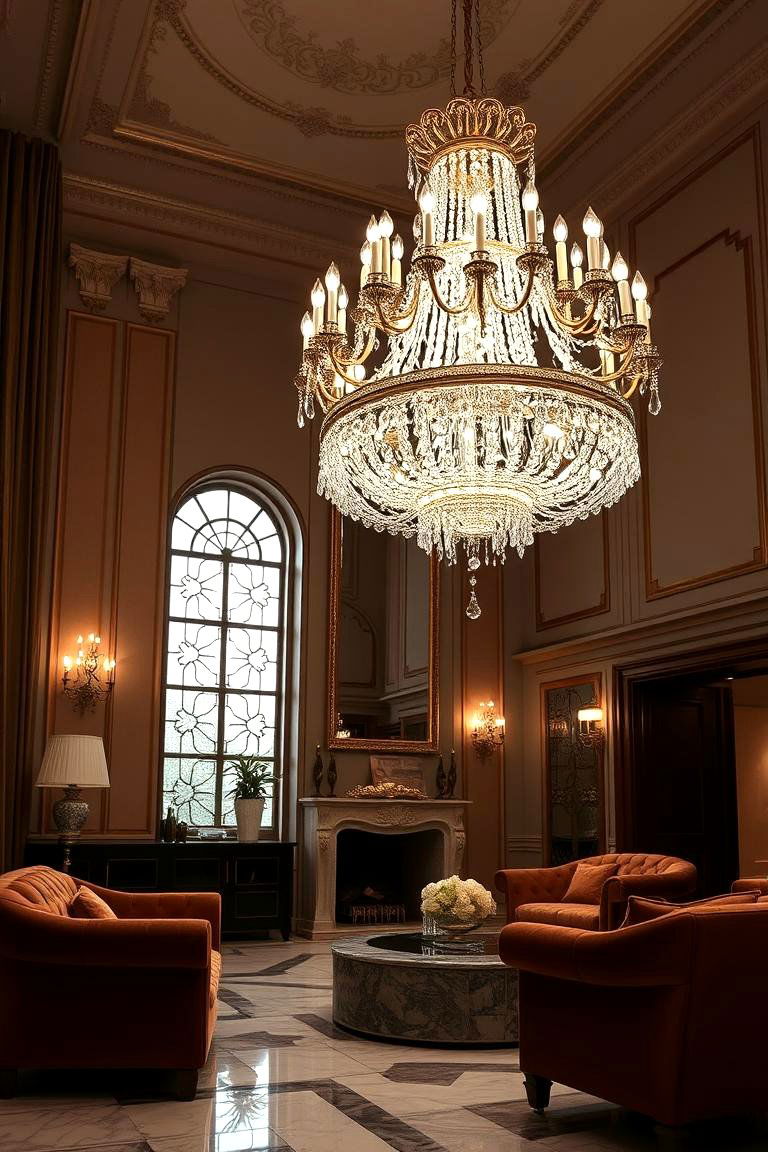 Statement Chandeliers for Elegance - 24 Living Room Lighting Ideas