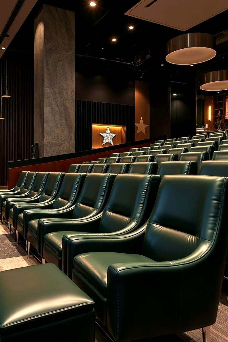 Statement Dark Green Leather Chairs - 24 Dark Green Living Room Ideas