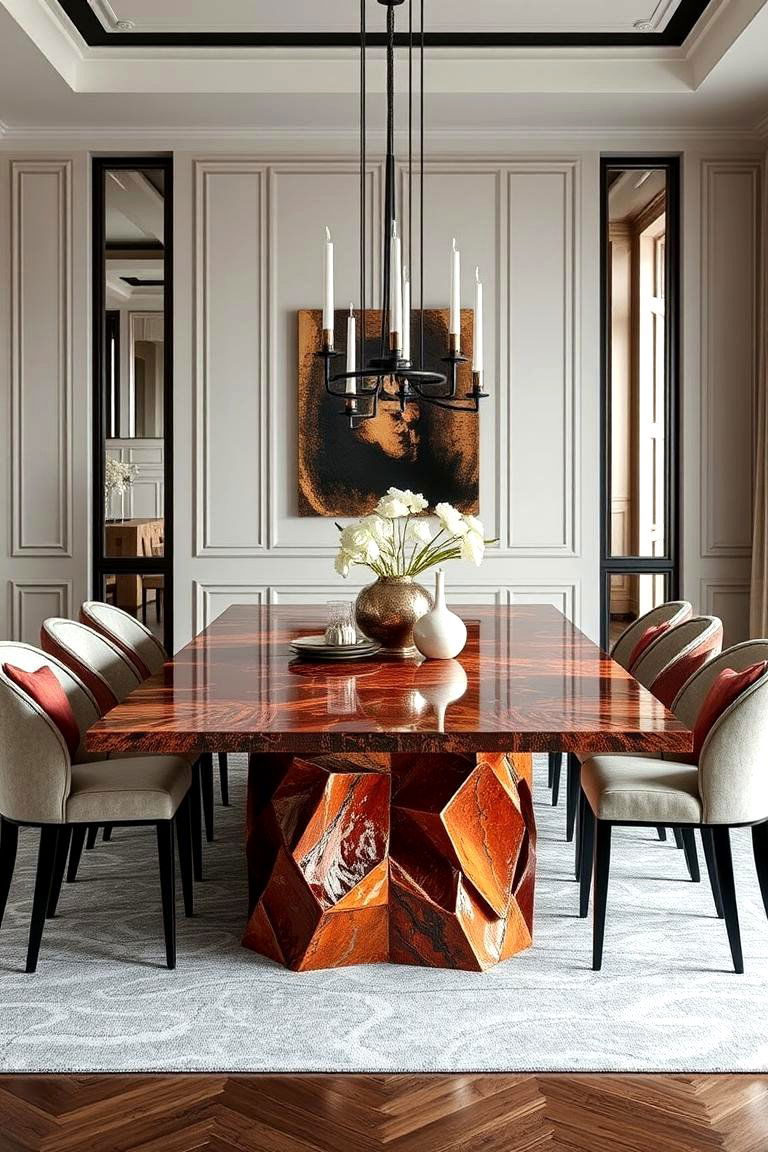 Statement Dining Table Centerpiece - 24 Glam Dining Room Ideas