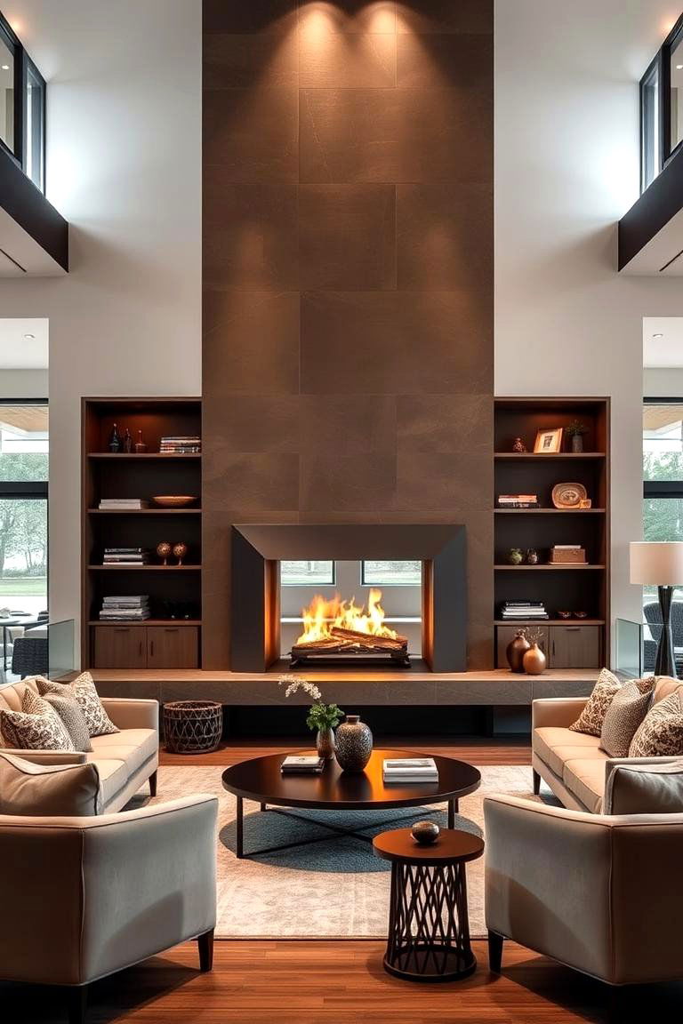Statement Fireplace for Warmth - 24 Cozy Living Room Ideas