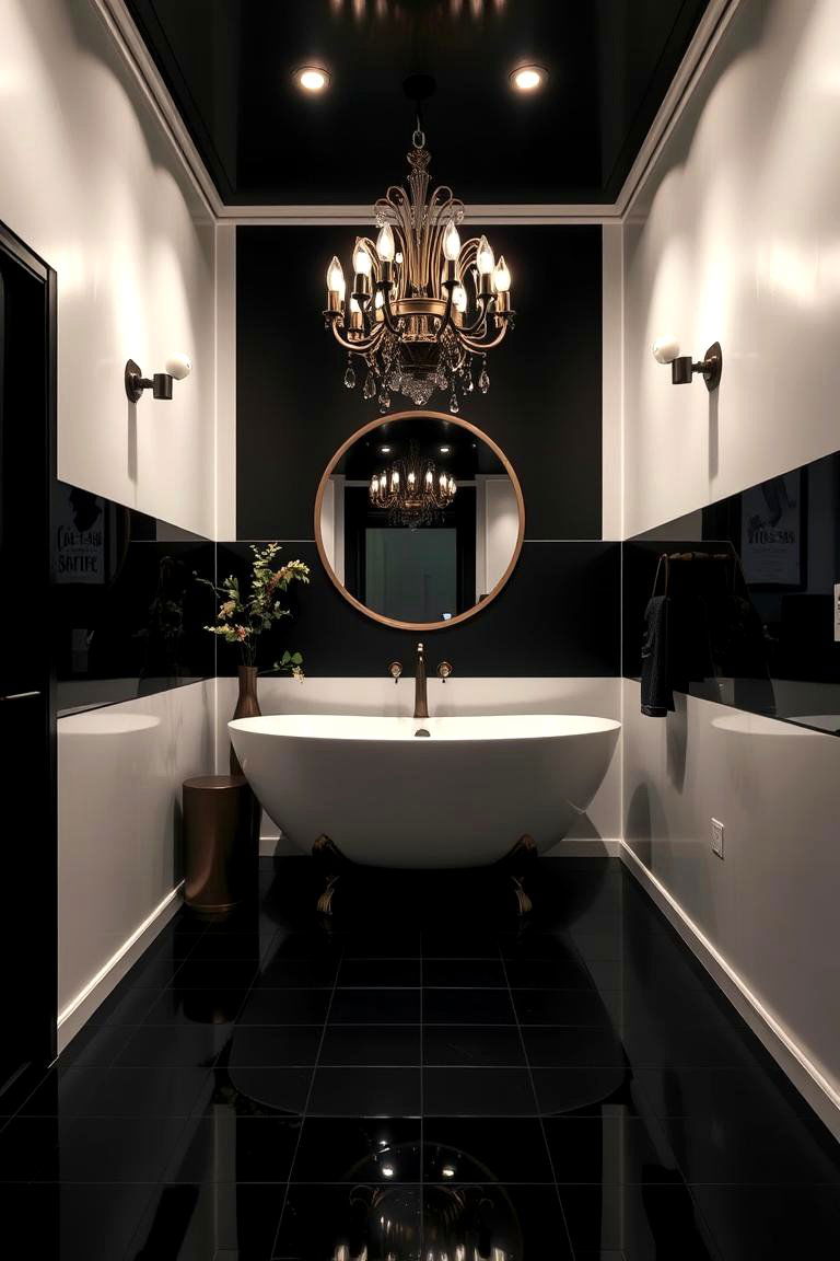 Statement Fixtures and Focal Points - 24 Black Floor Bathroom With White Walls Ideas