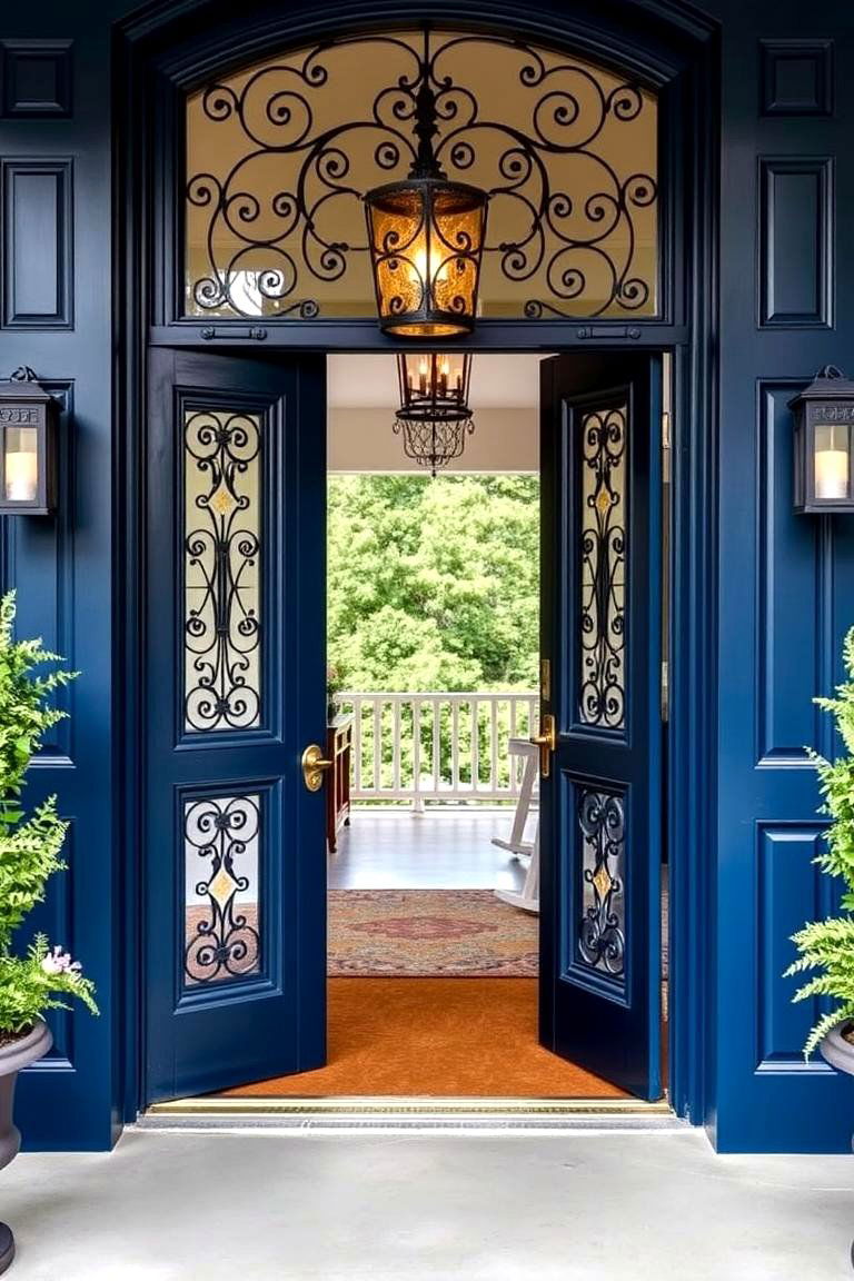 Statement Front Door with Southern Charm - 24 Southern Front Porch Ideas