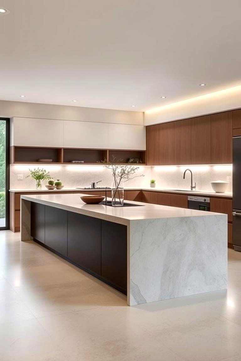 Statement Island - 24 Japandi Kitchen Ideas