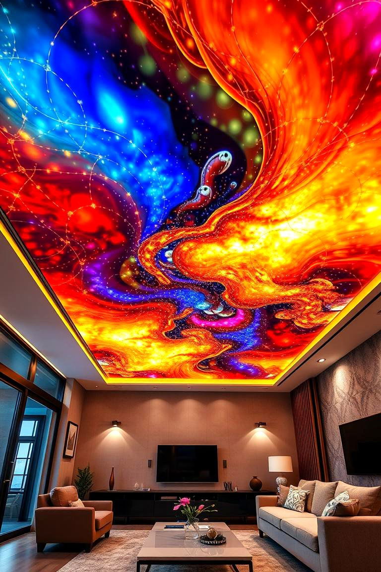 Statement LED Art Installations - 24 Living Room Ceiling Lighting Ideas