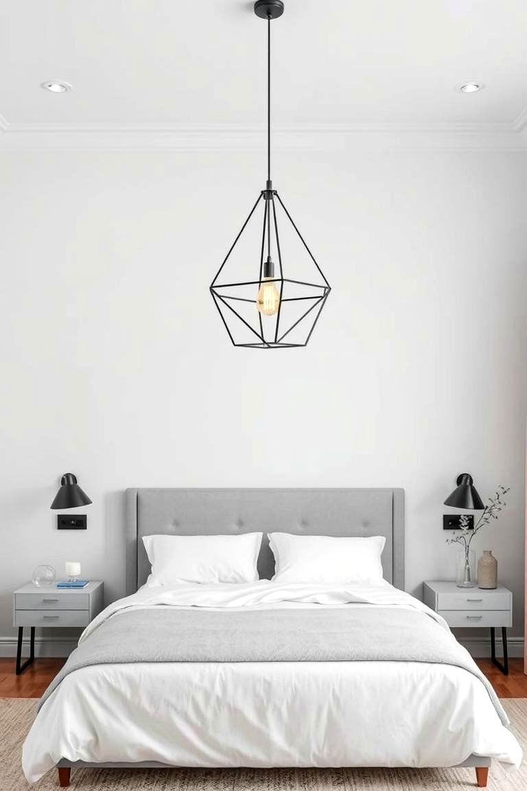 Statement Lighting - 24 Grey and White Bedroom Ideas