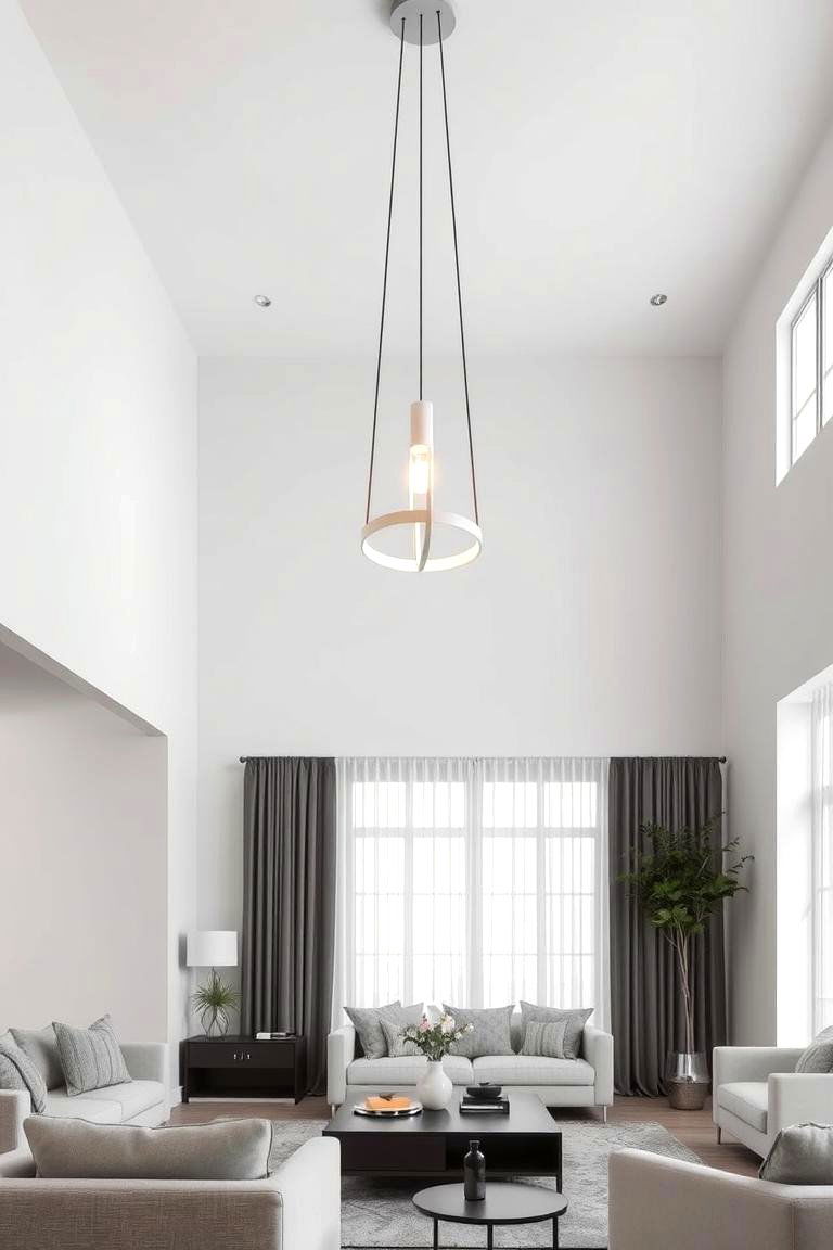 Statement Lighting Fixture - 24 Grey and White Living Room Ideas