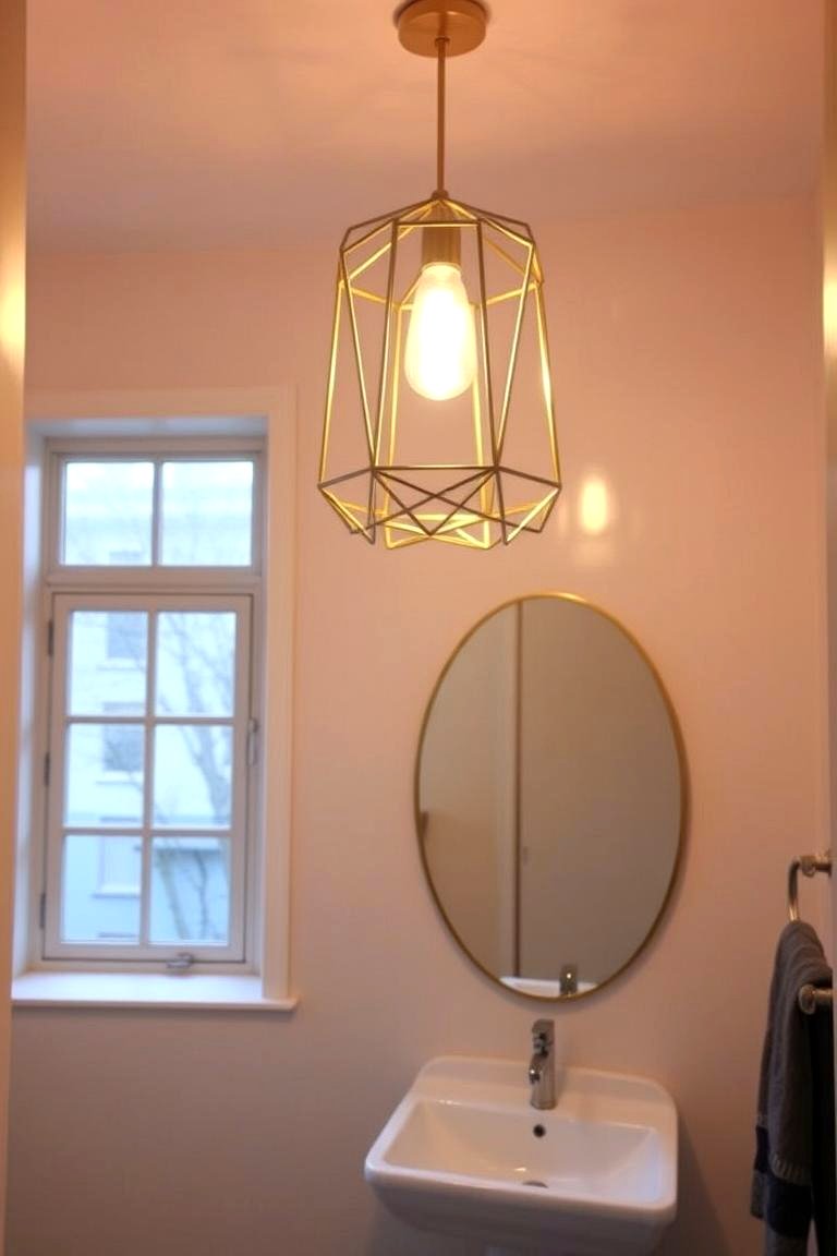 Statement Lighting Fixture - 24 Windowless Bathroom Ideas
