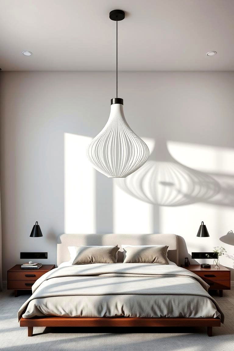 Statement Lighting Fixture as a Centerpiece - 24 luxury modern bedroom ideas