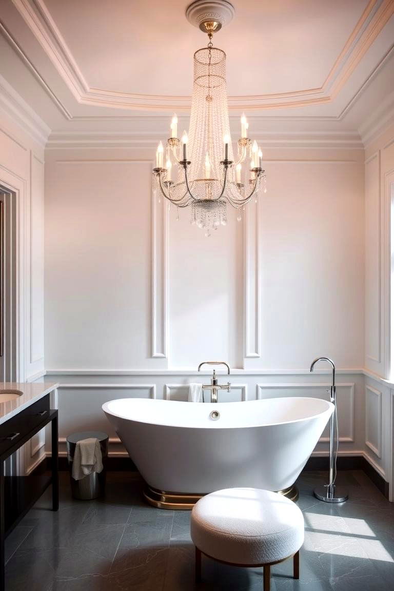 Statement Lighting Fixtures - 24 Modern Bathroom Decor Ideas