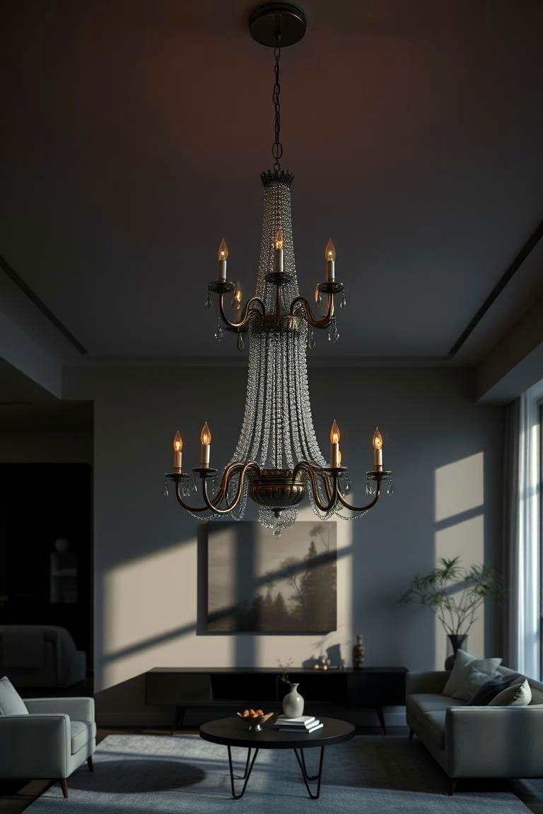 Statement Lighting Fixtures - 24 Moody Living Room Ideas