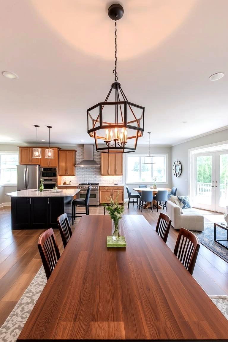 Statement Lighting Fixtures - 24 Open Kitchen Living Room Ideas